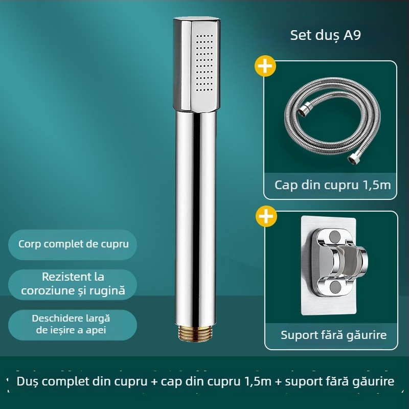 Magic House Cap de duș manual din cupru – Duș portabil cu efect ploaie, finisaj electroplacat, stil lux discret