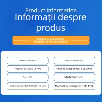 Valvă cu bilă din oțel inoxidabil, electric DN32, corp din trei piese