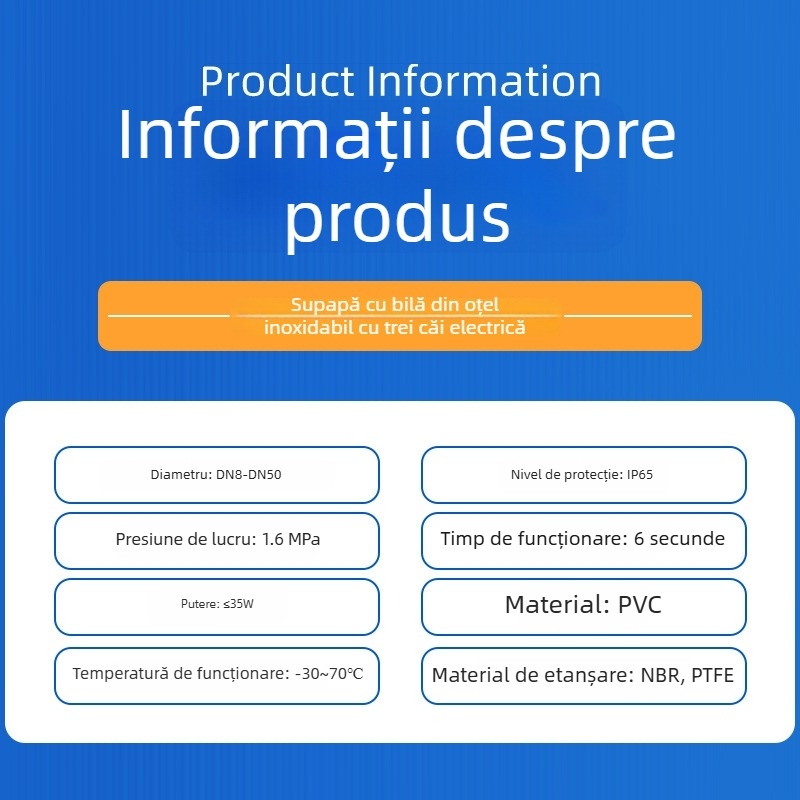 Valvă cu bilă din oțel inoxidabil, electric DN32, corp din trei piese