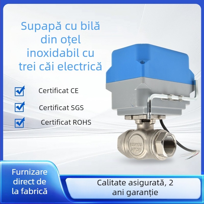 Valvă cu bilă din oțel inoxidabil, electric DN32, corp din trei piese