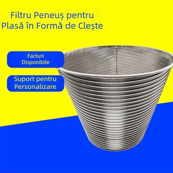 Cartuș filtrant cilindric din oțel inoxidabil 304, cu margine flanșă perforată, schelet sudat, un singur strat – rezistent la alcalii, acizi și temperaturi înalte