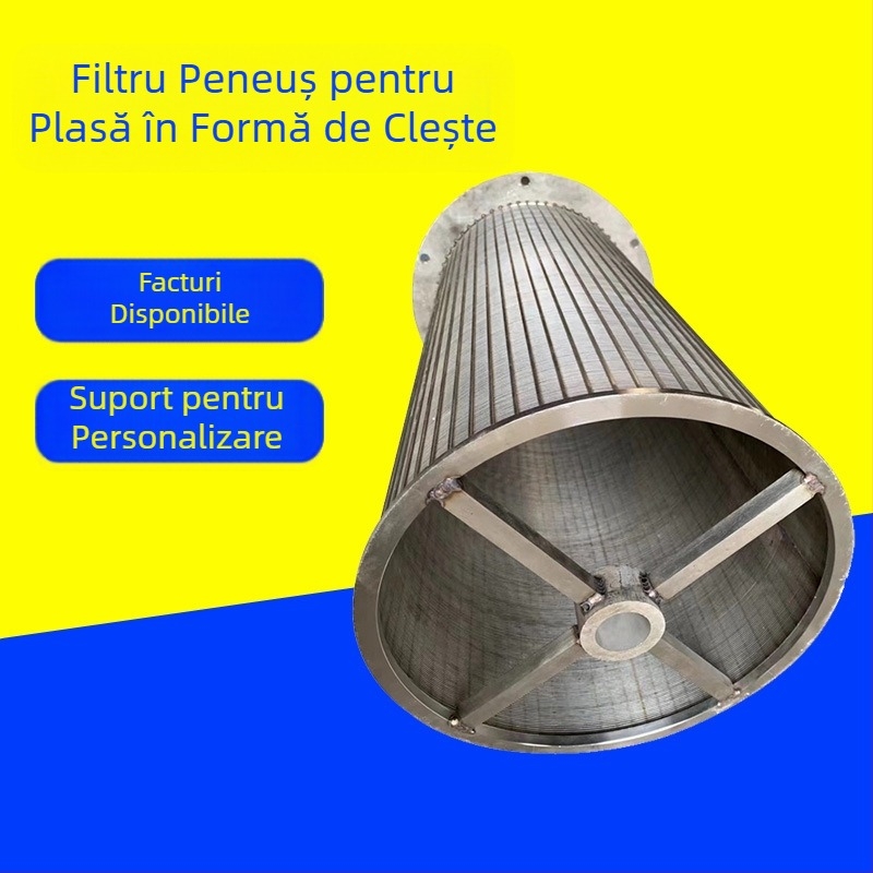 Cartuș filtrant cilindric din oțel inoxidabil 304, cu margine flanșă perforată, schelet sudat, un singur strat – rezistent la alcalii, acizi și temperaturi înalte