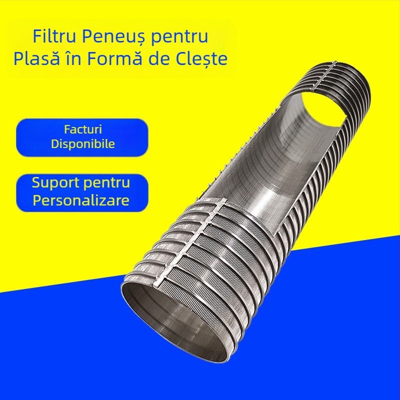 Cartuș filtrant cilindric din oțel inoxidabil 304, cu margine flanșă perforată, schelet sudat, un singur strat – rezistent la alcalii, acizi și temperaturi înalte