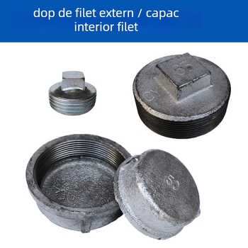 Dop de țeavă din oțel carbon cu filet exterior și capac cu filet interior, cap rotund