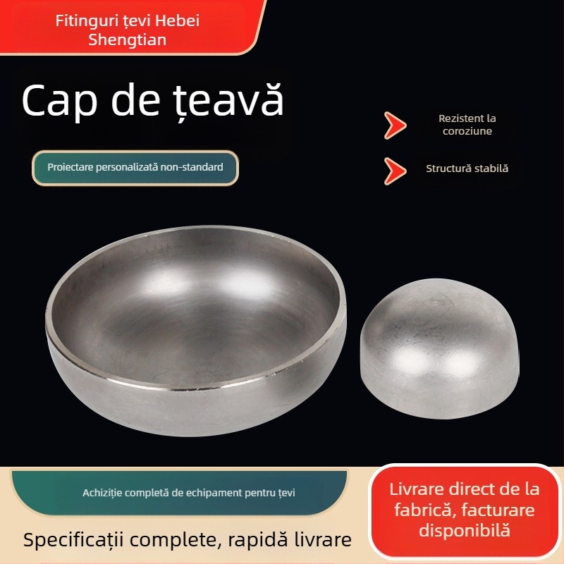 Cap de țeavă cu cap semicircular, oțel carbon, DN20-DN2200, rezistență la coroziune și la presiune înaltă