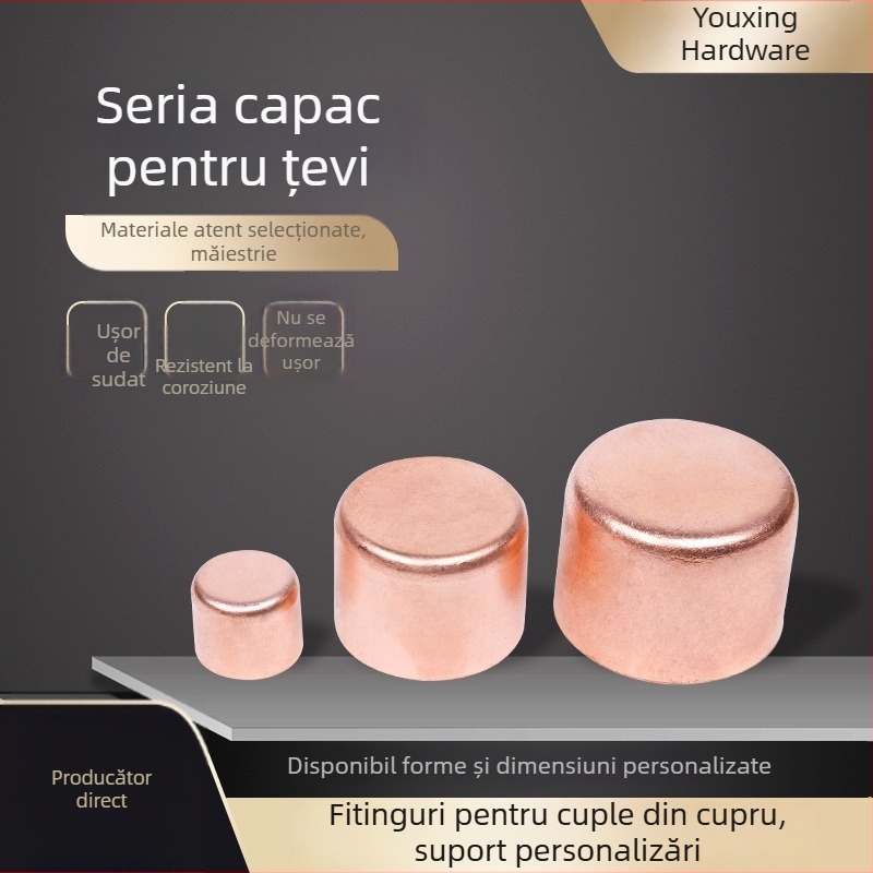 Cap de țeavă din cupru, Material: Cupru roșu, Diametre: 15.88–104.78 mm, Model: Capă de țeavă