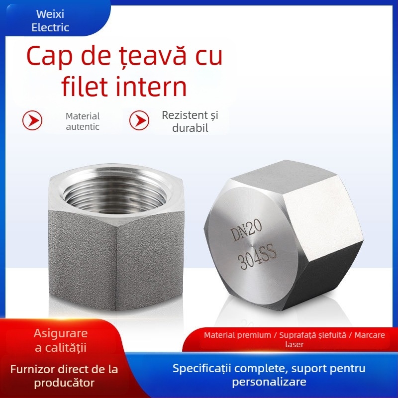 Capă de țeavă interior hexagonal din oțel inoxidabil 304, grosime perete 5 mm, model: capă internă hexagonală 304, rezistență la compresie