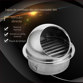 Cap de ventilație exterior din oțel inoxidabil 304, grosime, pentru perete, capac circular de evacuare a aerului