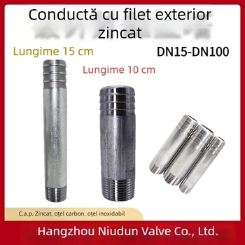 Conector galvanizat cu filet exterior pentru conducte de apă și aer – extensie
