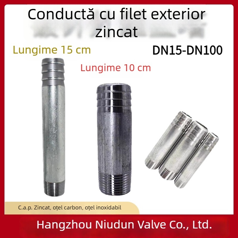 Conector galvanizat cu filet exterior pentru conducte de apă și aer – extensie