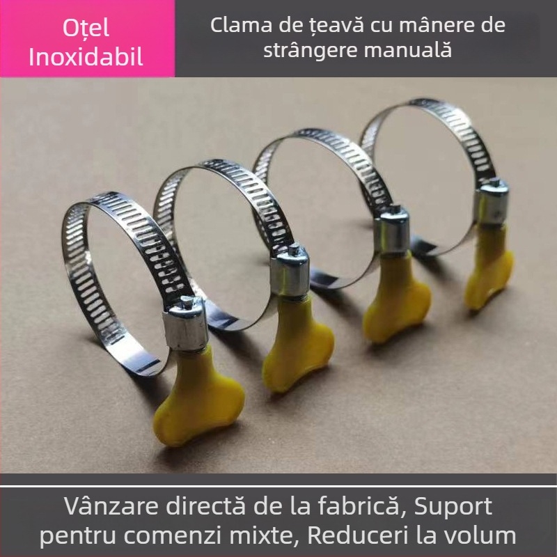 Colier de fixare din oțel inoxidabil cu mâner, reglabil 13–44 mm, grosime perete 1 mm, calitate superioară