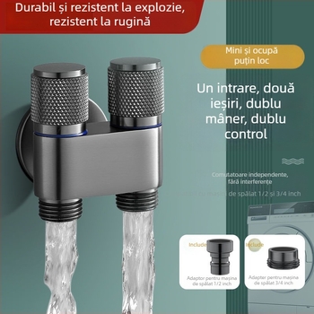 Robinet pentru mașina de spălat cu supapă de închidere automată, manete duble, montaj în perete MM-021