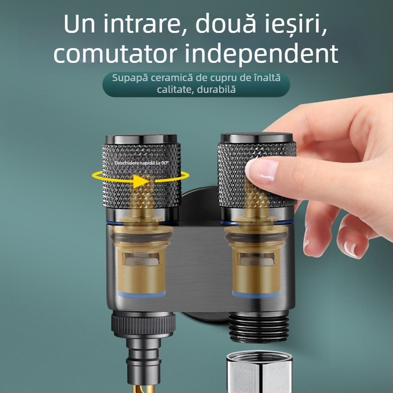 Robinet pentru mașina de spălat cu supapă de închidere automată, manete duble, montaj în perete MM-021