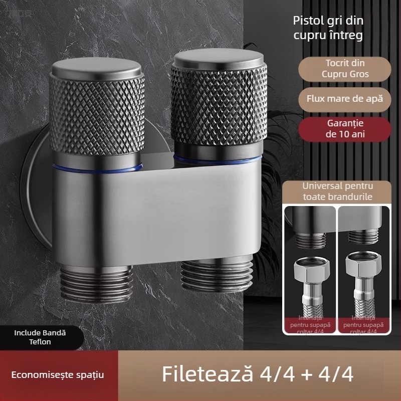 Robinet pentru mașina de spălat cu supapă de închidere automată, manete duble, montaj în perete MM-021