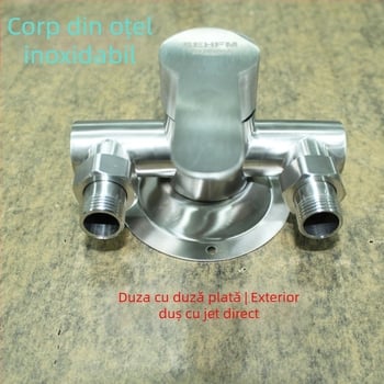 Robinet de duș din oțel inoxidabil cu montaj la vedere, disc ceramic, 0-100°C, 1.6 MPa, conexiuni filetate