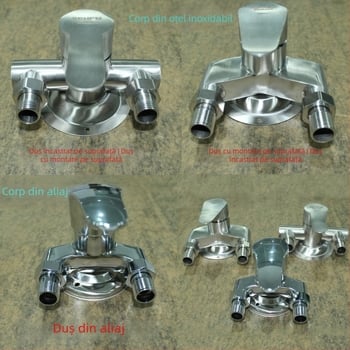 Robinet de duș din oțel inoxidabil cu montaj la vedere, disc ceramic, 0-100°C, 1.6 MPa, conexiuni filetate