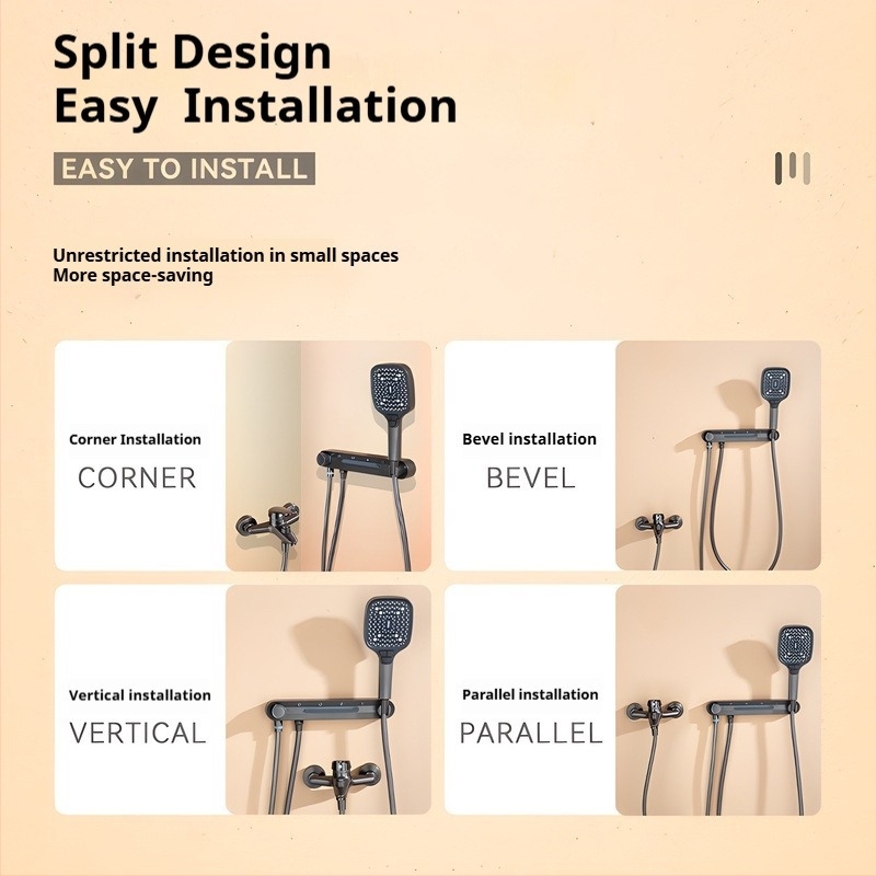 Set de duș Rain, din cupru, design simplu și elegant.