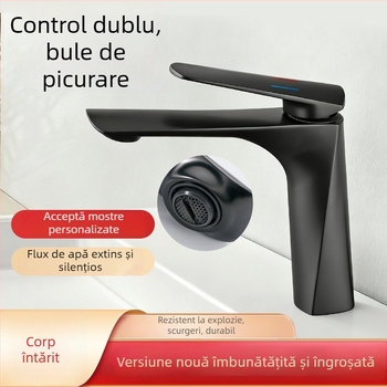 Robinet de lavoar cu apă caldă și rece, montaj într-o singură gaură, corp din aliaj de zinc, cartuș ceramic, model 17001