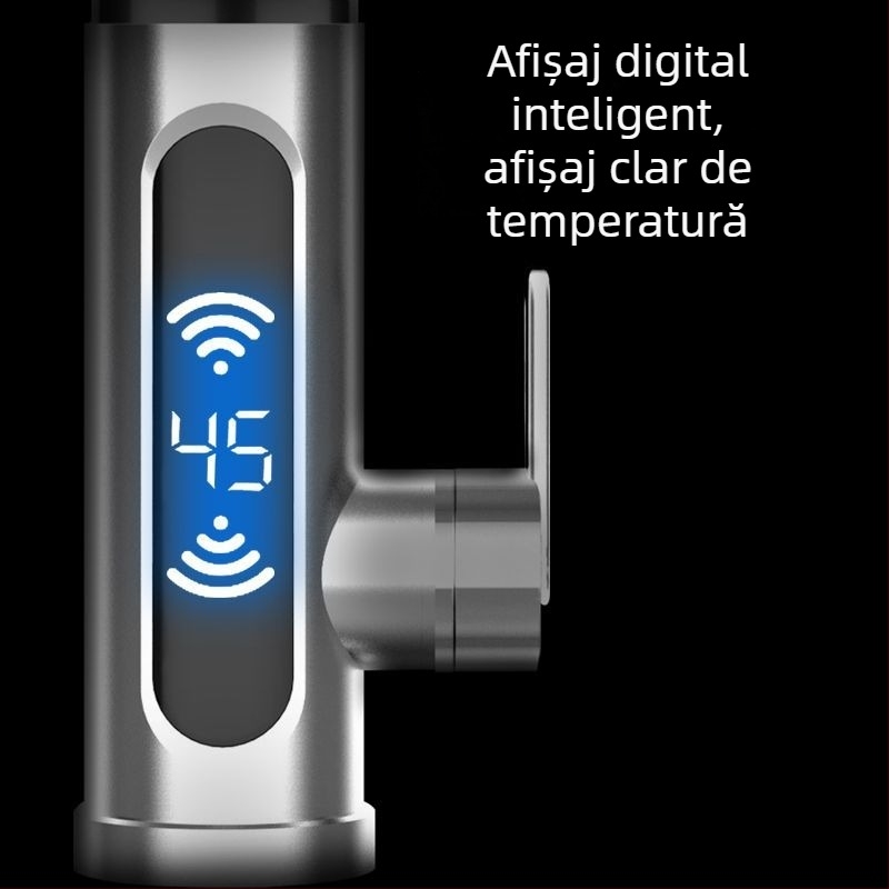 Robinet electric pentru apă caldă, încălzire instantanee, monocomandă, afișaj temperatură, izolare apă-electricitate, oțel inoxidabil 304