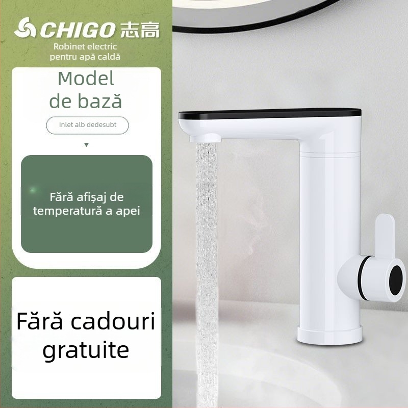 Robinet electric pentru apă caldă, încălzire instantanee, monocomandă, afișaj temperatură, izolare apă-electricitate, oțel inoxidabil 304