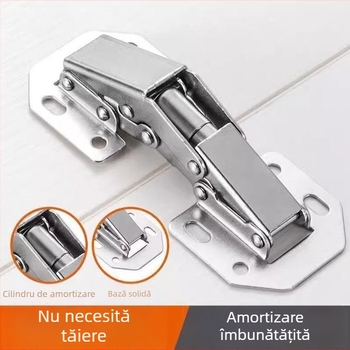 Balamale pentru ușile de dulap fără găuri, cu arc, amortizor hidraulic, universal pliabil