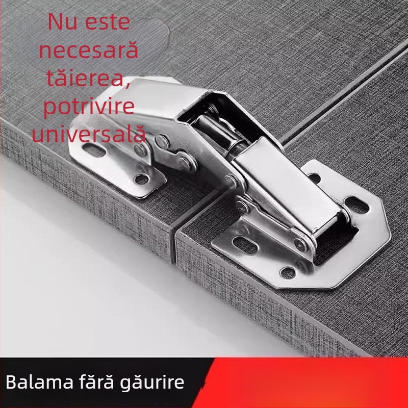 Balamale pentru ușile de dulap fără găuri, cu arc, amortizor hidraulic, universal pliabil