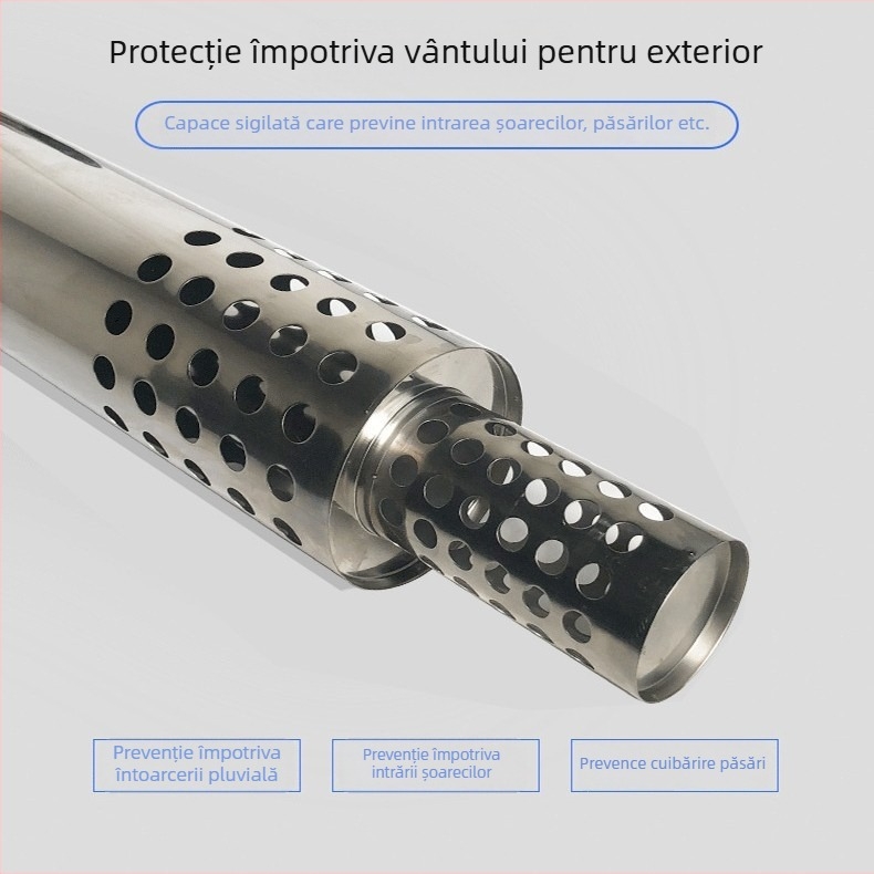 Țeavă de evacuare din oțel inoxidabil pentru boilerul montat pe perete, cu două pereți, conectori unghiulari, modelul 01, grosimea pereților 0,003