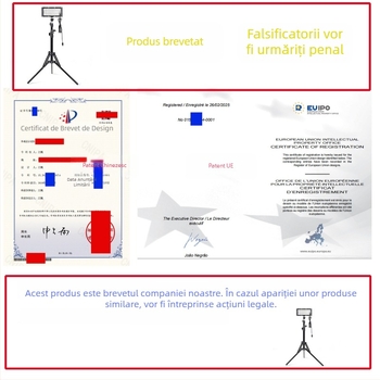 Lampă de camping pentru podea cu suport, LED, 50W, comutator reglabil al intensității luminii, sursă de energie cinetică