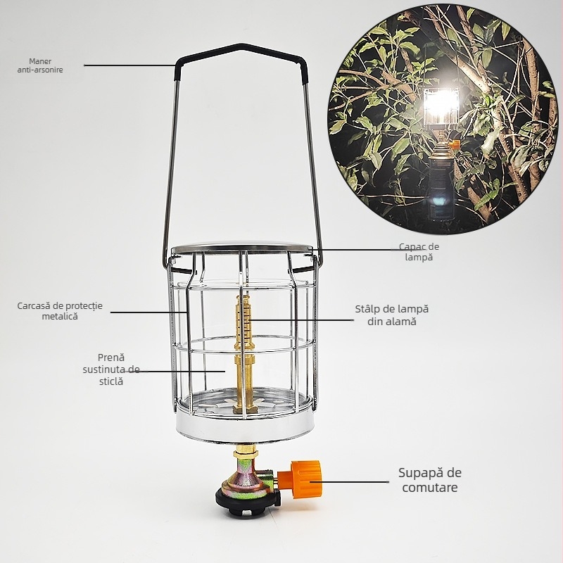 Lampa de camping cu gaz EASYWALKING, alimentare cu gaz, 500W, 400CP luminozitate