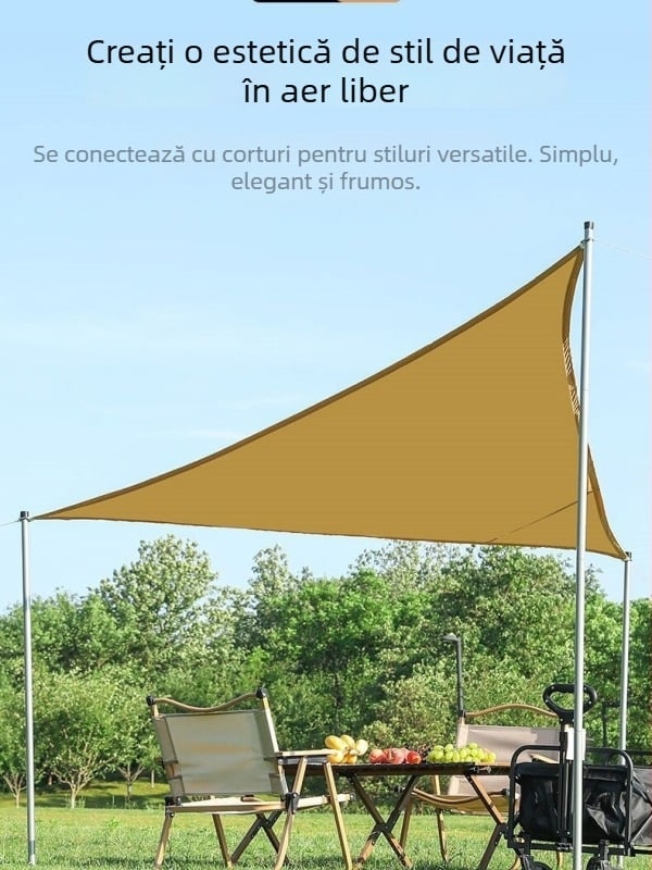 Canopy triunghiular din țesătură Oxford 210D, impermeabil 2000p, UV-rezistent, montaj automat