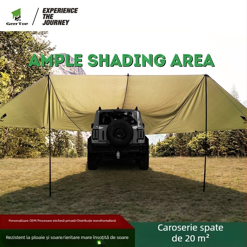 Copertă spate auto – spațiu mare, pentru mai multe persoane, impermeabil 3000 mm, țesătură poliester, formă fluture