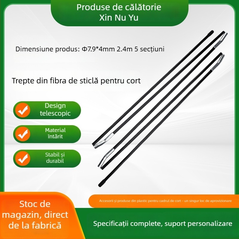 Suport pentru cort cu tijă din fibră de sticlă și accesorii din plastic, pliabil, design îngroșat