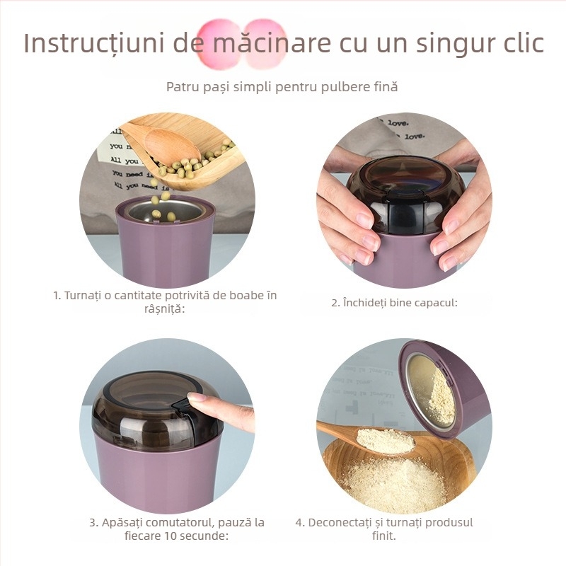Măcinător electric din oțel inoxidabil pentru măcinarea fină a prafului, potrivit pentru uz casnic și de birou, măcinător de pulberi din plante medicinale chinezești