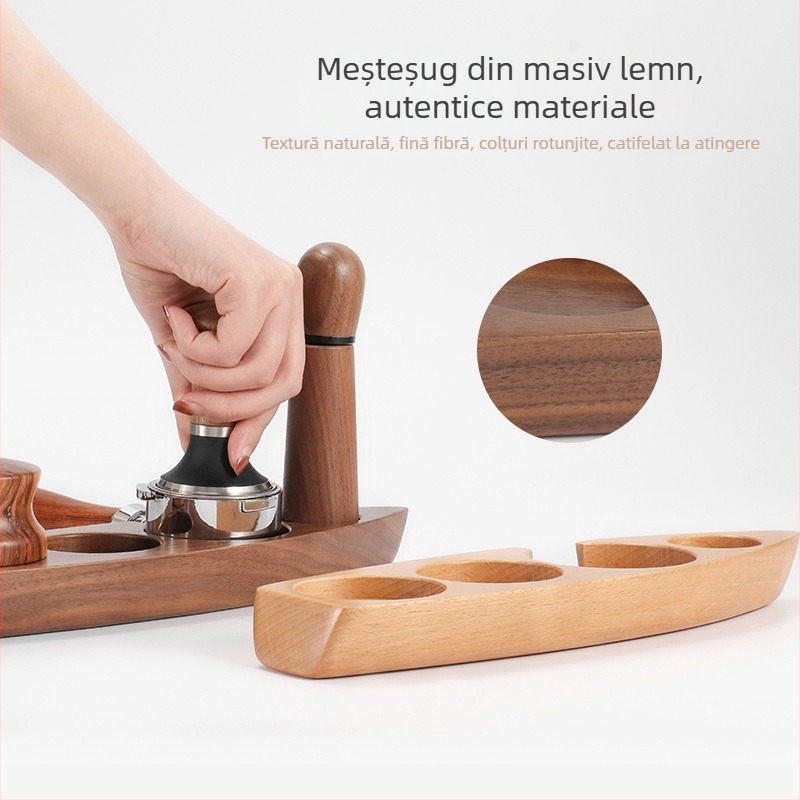 Bază din lemn pentru presă de cafea, accesoriu personalizabil pentru casă, cafenea și bar.
