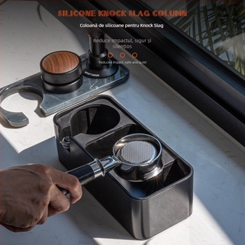 Set cafea: bază acrilică 2‑în‑1 pentru pulbere de cafea, suport pentru mânerul aparatului de cafea și depozitare pentru presa de pulbere