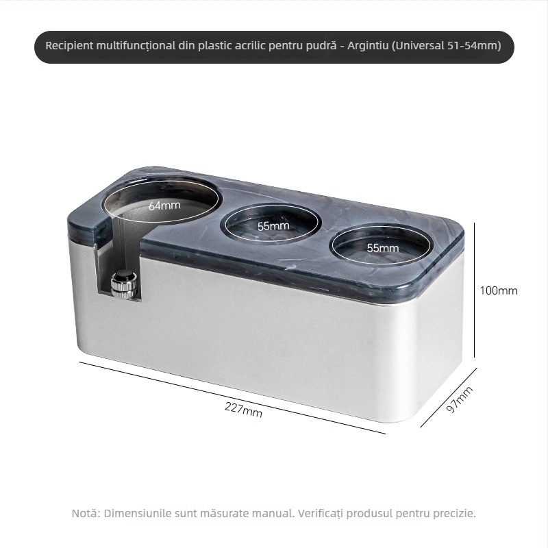 Set cafea: bază acrilică 2‑în‑1 pentru pulbere de cafea, suport pentru mânerul aparatului de cafea și depozitare pentru presa de pulbere
