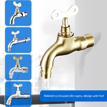 Robinet exterior cu încuietoare pentru mașina de spălat, montat pe perete, cu supapă cu disc ceramic, 0–90°C, modelul 1202