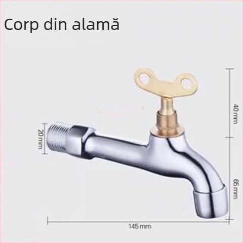 Robinet exterior cu încuietoare pentru mașina de spălat, montat pe perete, cu supapă cu disc ceramic, 0–90°C, modelul 1202