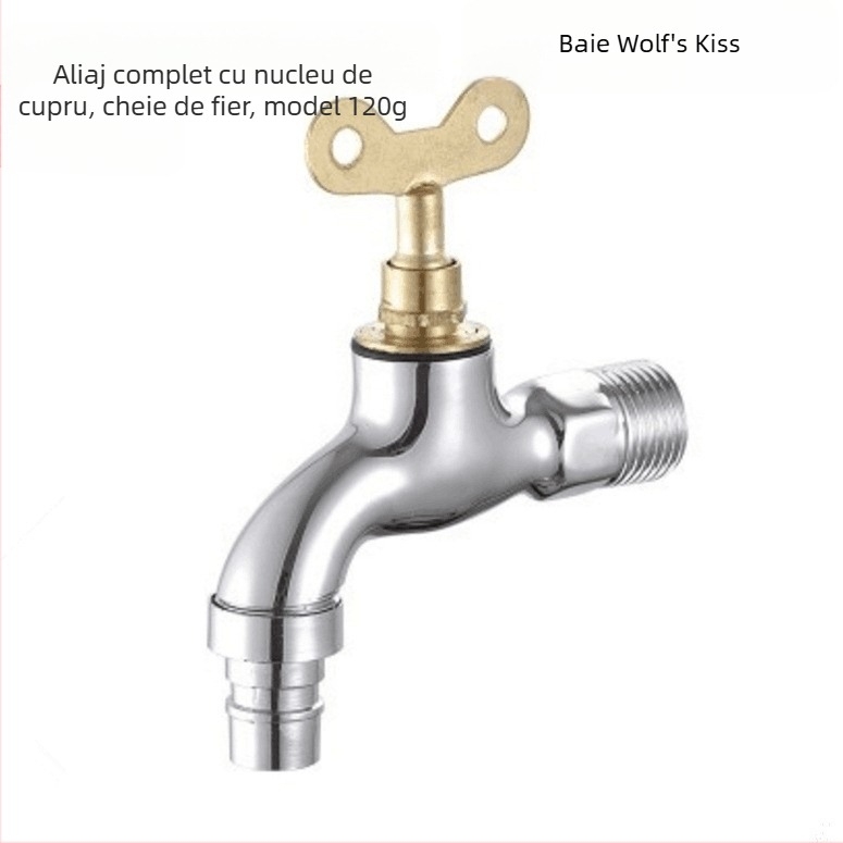 Robinet exterior cu încuietoare pentru mașina de spălat, montat pe perete, cu supapă cu disc ceramic, 0–90°C, modelul 1202