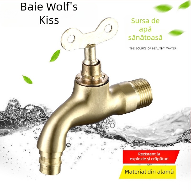 Robinet exterior cu încuietoare pentru mașina de spălat, montat pe perete, cu supapă cu disc ceramic, 0–90°C, modelul 1202