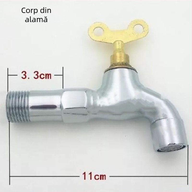 Robinet exterior cu încuietoare pentru mașina de spălat, montat pe perete, cu supapă cu disc ceramic, 0–90°C, modelul 1202