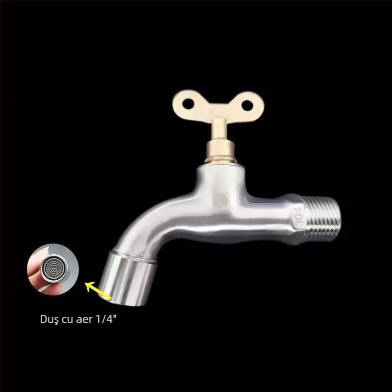 Robinet exterior cu încuietoare pentru mașina de spălat, montat pe perete, cu supapă cu disc ceramic, 0–90°C, modelul 1202