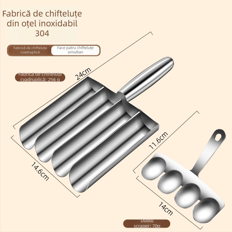 Mașină de făcut chiftele din oțel inoxidabil 304, matriță pentru chifteluțe de pește și creveți, design modern minimalist, imprimare logo disponibilă, lansare în 2024