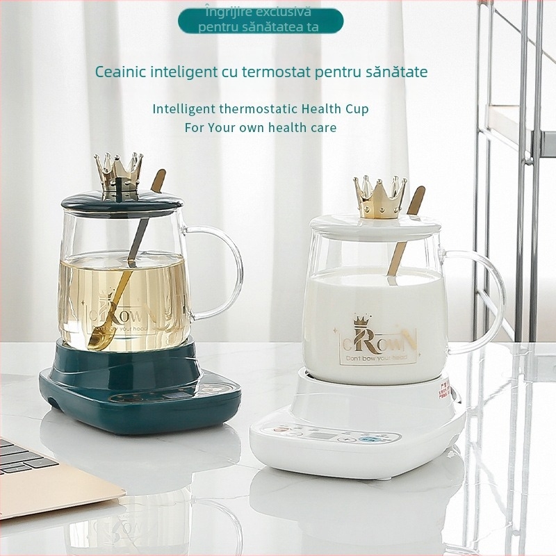 Ceașcă electrică de sticlă pentru încălzire apă și infuzare ceai, potrivită pentru 1-2 persoane, design despărțibil, putere sub 1000 W, cablu de alimentare 1 m