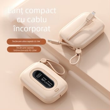 DX280 Baterie externă portabilă, 10000mAh, 22.5W PD3.0 Încărcare rapidă, ieșiri USB multiple, afișaj digital al bateriei, cablu inclus