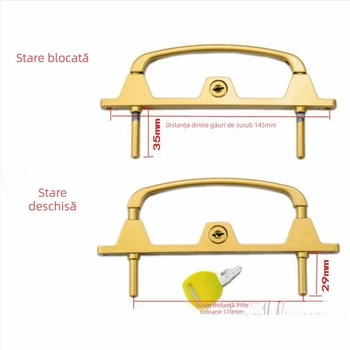 Încuietoare multipunct pentru uși și ferestre, cu cheie, din aliaj de aluminiu, cu două puncte de închidere, pentru ferestre cu plasă