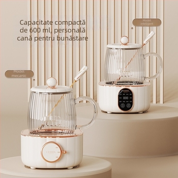 Cană electrică pentru sănătate, mini, 400W, 600 ml, încălzire pe bază, oprire automată și protecție la supraîncălzire