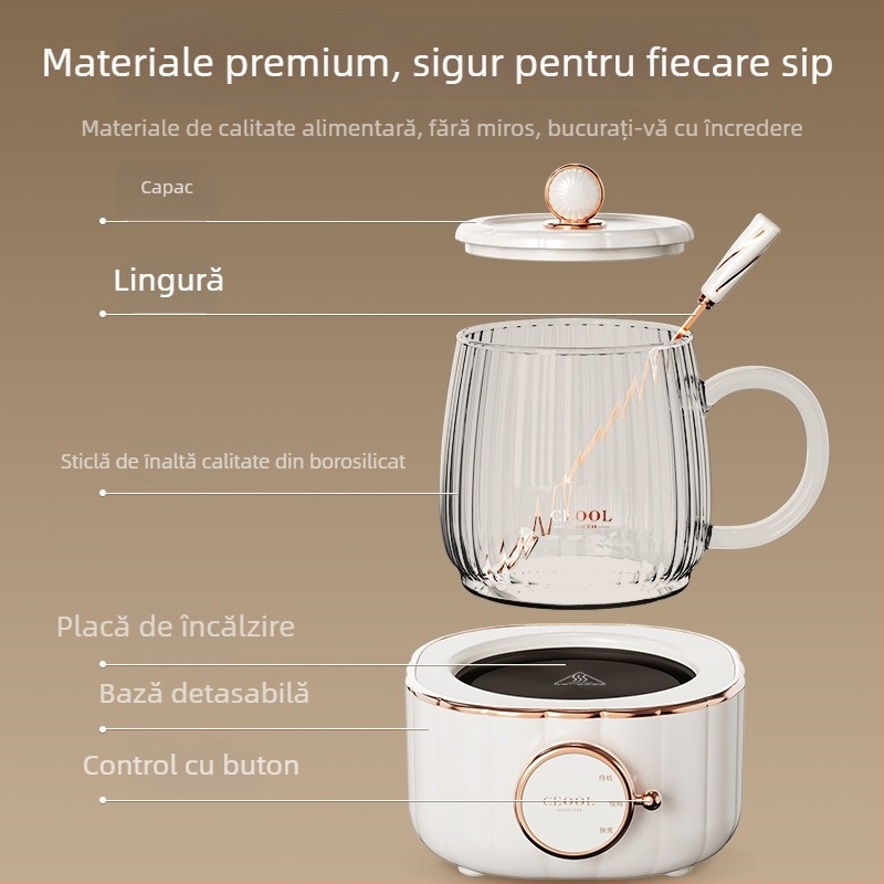 Cană electrică pentru sănătate, mini, 400W, 600 ml, încălzire pe bază, oprire automată și protecție la supraîncălzire