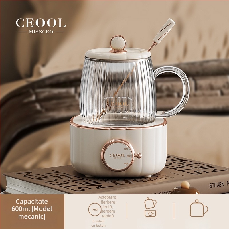 Cană electrică pentru sănătate, mini, 400W, 600 ml, încălzire pe bază, oprire automată și protecție la supraîncălzire