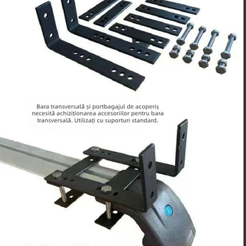 Set de accesorii pentru cortul auto: bare transversale, părți pentru prelata laterală, țevi de susținere din aluminiu și profile pentru camping